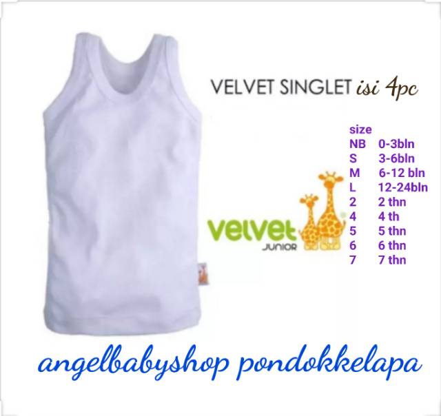 Velvet singlet putih isi 6 pcs size NB,S,M,L,2 ,3,4,5,6,7