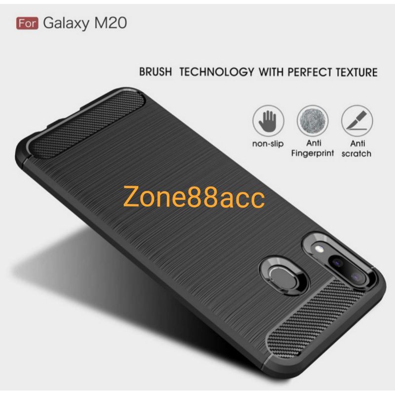 Silicon Case SAMSUNG M20 Softcase iPAKY Carbon Casing Cover TPU