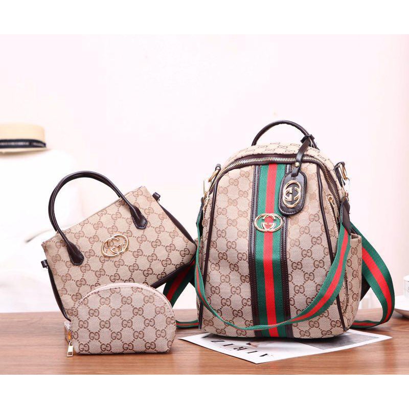  Tas  Ransel  Gucci  1718 3 fungsi set 3in1 VC gucci  