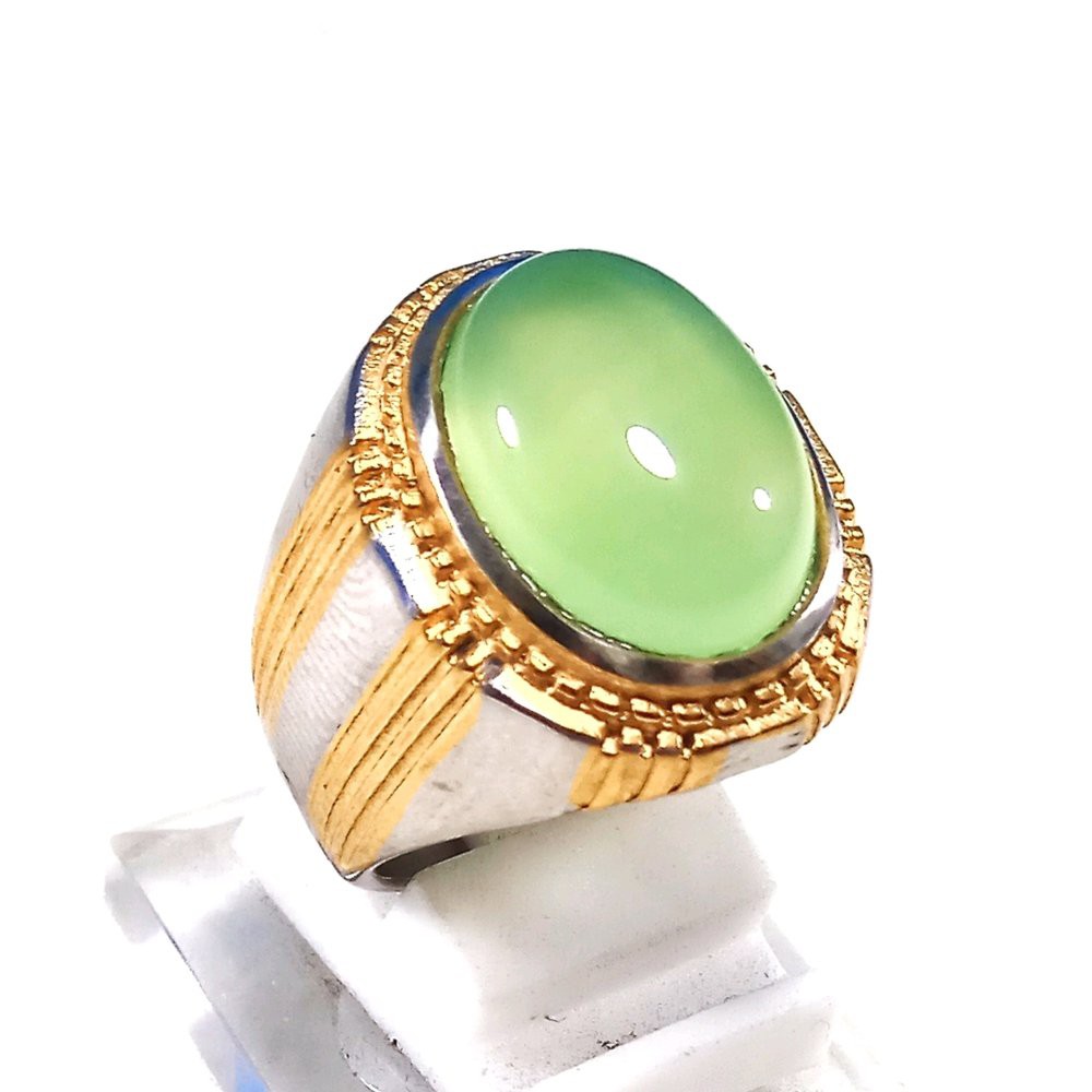 CINCIN BATU AKIK NATURAL GREEN APEL HIJAU MINIMALIS KANTORAN PUNYA