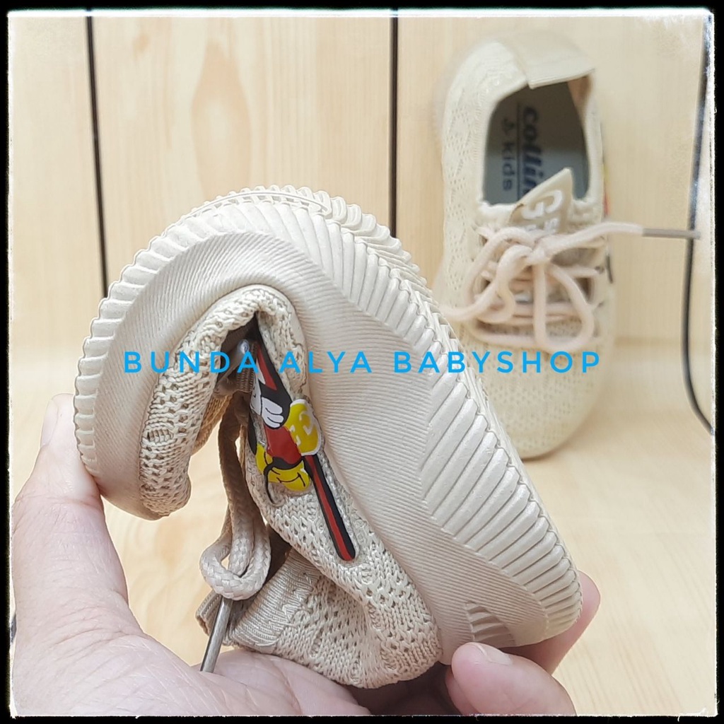 Sepatu Anak IMPORT Umur 2 - 6 Tahun KREM Elastis Sepatu Anak Cowok Size 22 - 31 Kartun Lucu Alas Karet Anti Licin