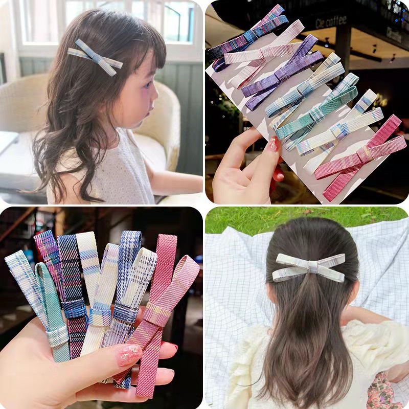 Jepitan Rambut Wanita Gaya Korea Motif Kotak-Kotak / Korean Matte Hairclip Hairpin Import