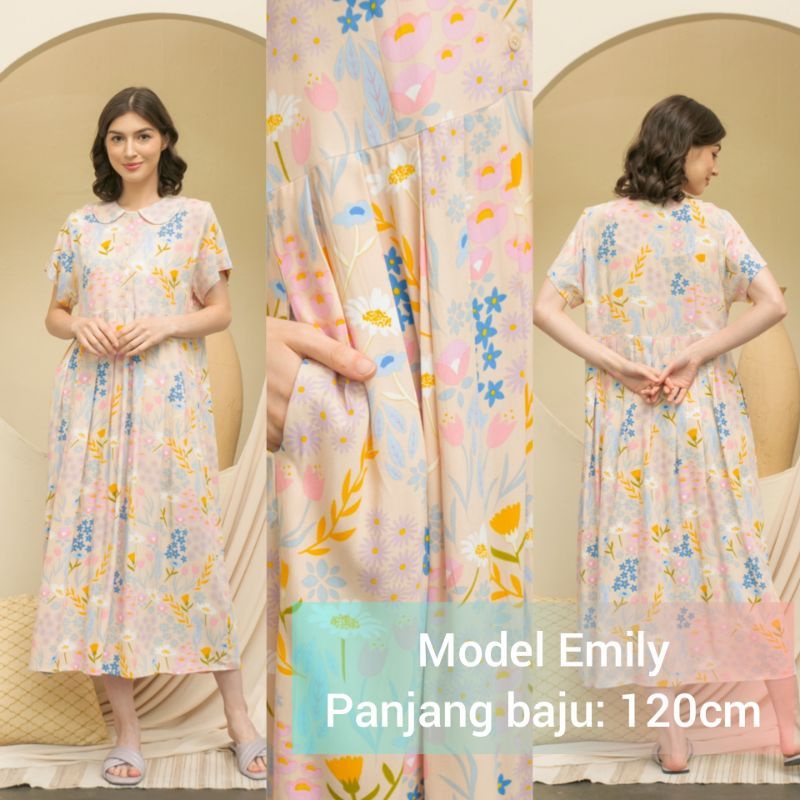 DASTER KHALIFS SLEEPWEAR EXCLUSIVE KHALIF'S ID HOMEWEAR HOMEDRESS RAYON VALENCIA SUPER PREMIUM BUSUI BAJU HAMIL FRIENDLY MIDI NYAMAN GEMES ADEM TERBARU-EMILY Viola Almond