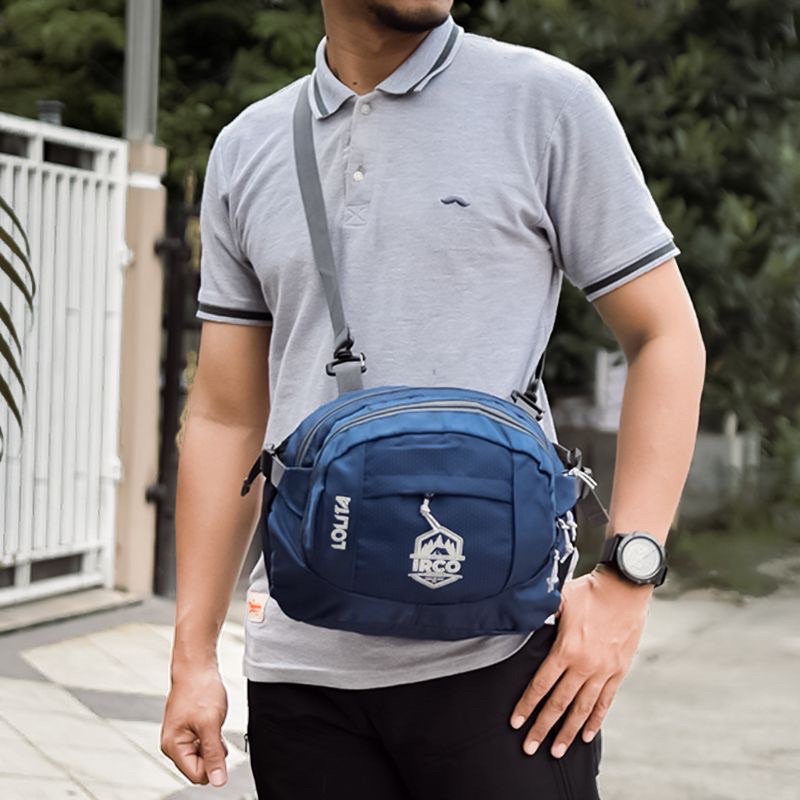 Irco Lolita Tas Selempang Bahu Outdoor - Slingbag Pria Wanita Stylist - Biru Navy