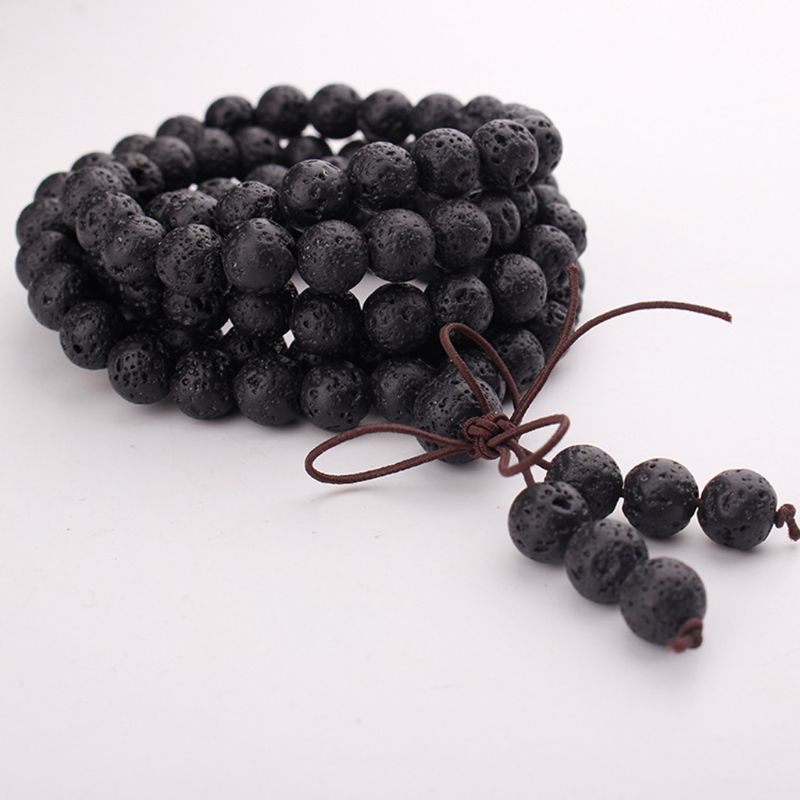 SIY  108 Natural Gemstone Buddha Prayer Beads Mala Bracelets Buddhist Rosary Necklace