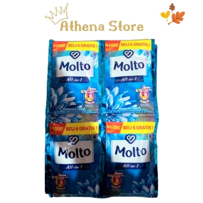 [AS] Molto Pelembut dan Pewangi Pakaian All in 1 Blue Sachet (14 Sachet @20ML) | Molto Sekali Bilas
