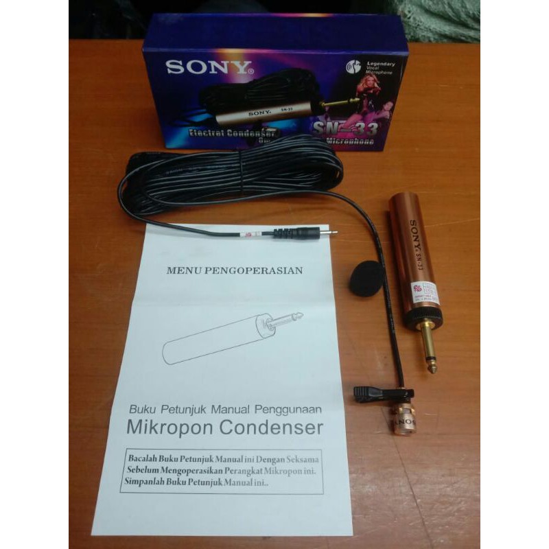 Sony Condenser Clip On Microphone SN 33 (Mic Jepit / Mic Imam) SN-33 SN33