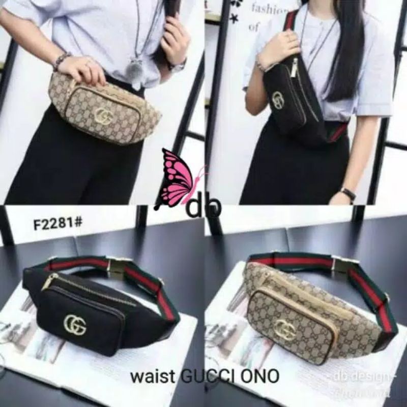 WAISTBAG GUCCI TAS PINGGANG WANITA KANVAS QUALITY IMPORT MURAH