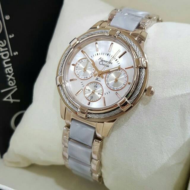 jam tangan alexandre christie ac2654 grey rosegold 2654