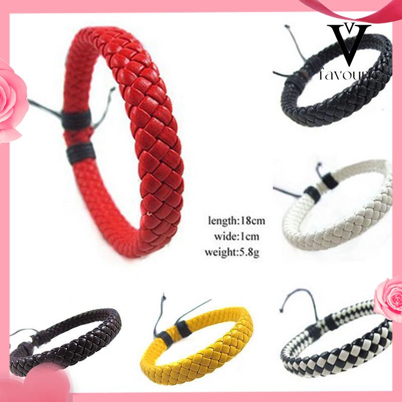 [COD]Gelang Kulit Sapi Tenunan Tangan, Perhiasan Populer, Mode Multi-warna Sederhana-FA