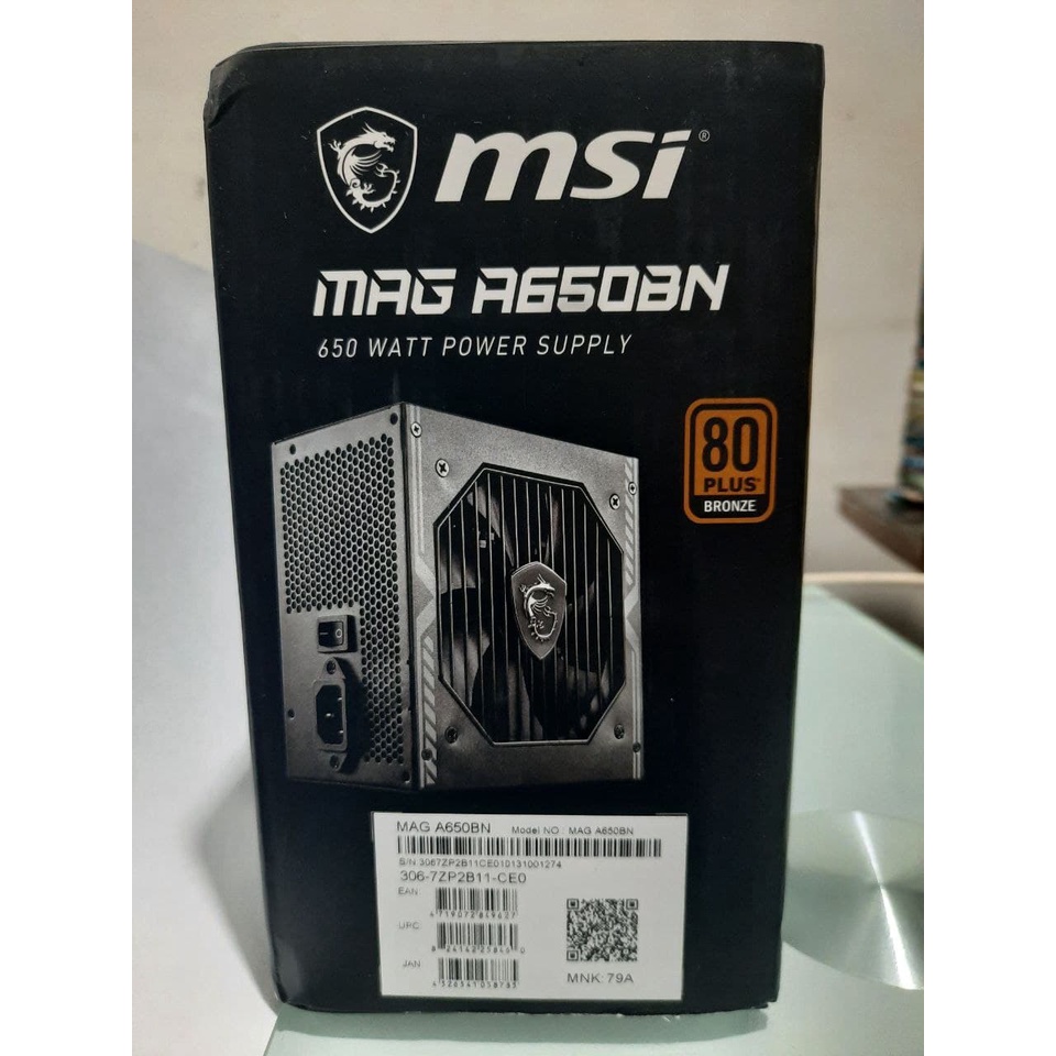 PSU MSI MAG A650BN 650watt 80+ Bronze Sleeved Cable