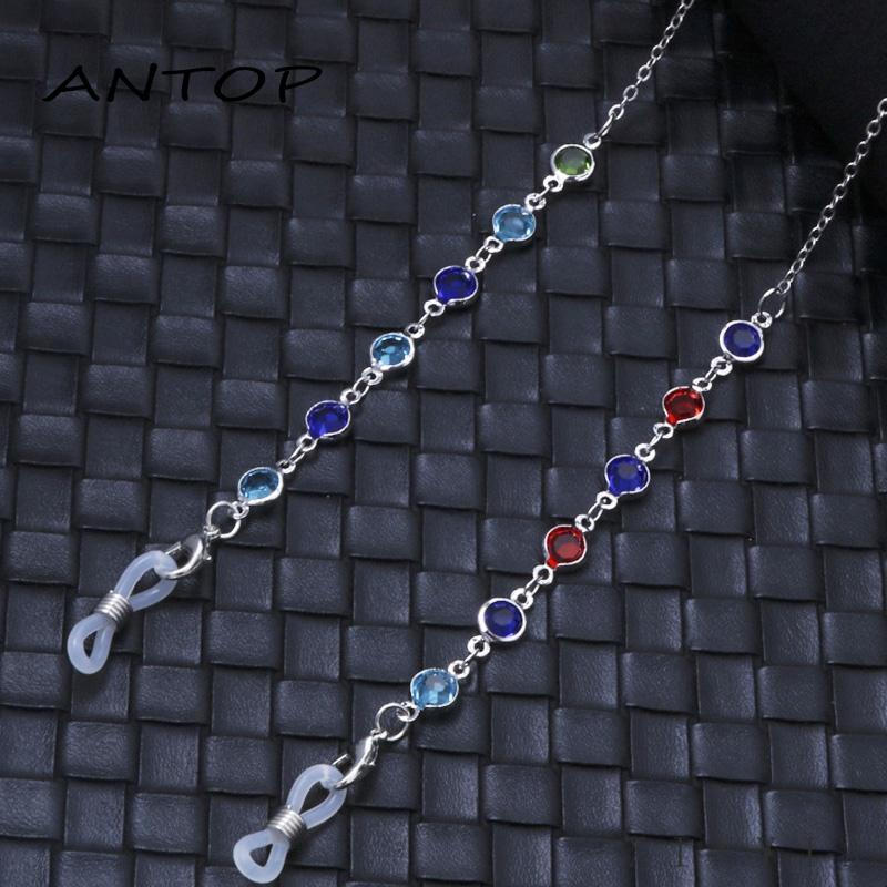 Tali Rantai Kacamata Handmade Bahan Metal Aksen Kristal Warna-Warni Untuk Wanita