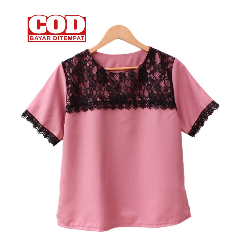 Rael Pict - Atasan wanita / blouse wanita / blouse jumbo Latih Size M L / XXL-Dusty Pink