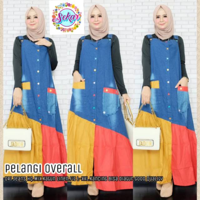 Pelangi Overal /  New Gamis wanita / Gamis kekinian / Dress Panjang syar'i