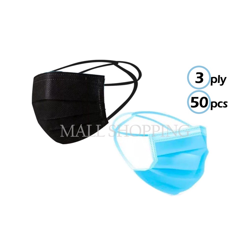 (COD) MASKER EARLOOP 3PLY NON HIJAB DISPOSABLE FACE MASK 3 PLY ISI 50PCS MALLSHOPPING