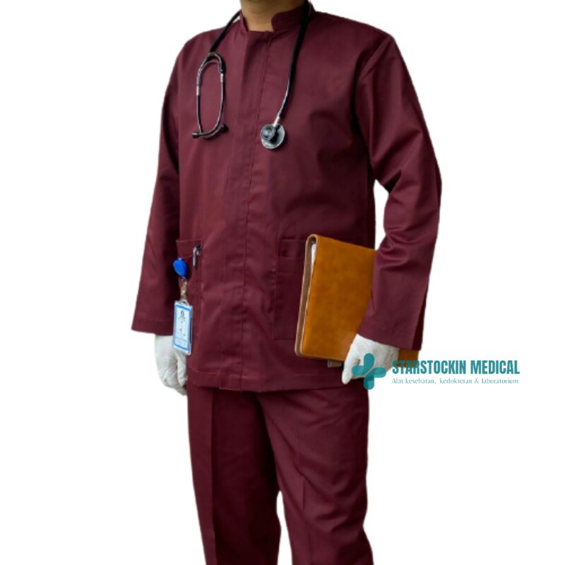 Baju Jaga OK Resleting Depan Lengan Panjang Celana Pria Wanita Kain Oxford Premium