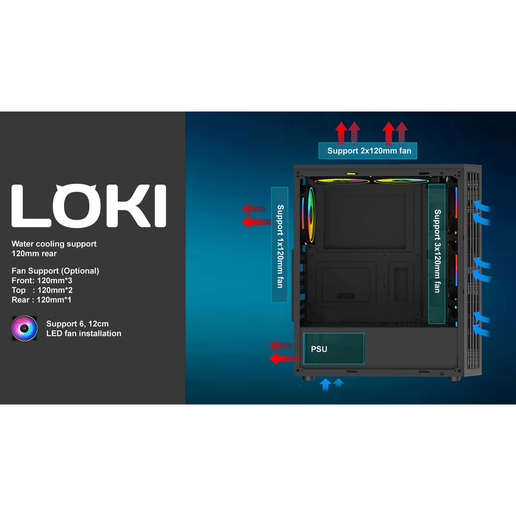 Venomrx Loki + 1 Fan RGB Tempered Glass Casing PC