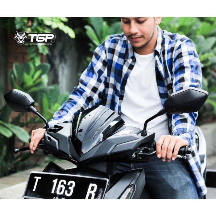 WINDSHIELD TAMENG ANGIN COVER VISOR HITAM HONDA VARIO 125 150 ESP 2015 2017 SPORTY TGP ORIGINAL ASLI