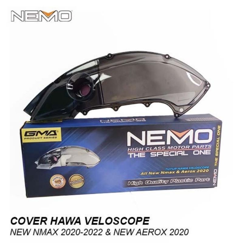 COVER TUTUP HAWA NEMO VELOSCOPE SMOKE NMAX NEW 2020-2022/NMAX OLD/LAMA AEROX 155 NEW MIKA SMOKE ALL NEW NMAX NEW AEROX 155 NEMO