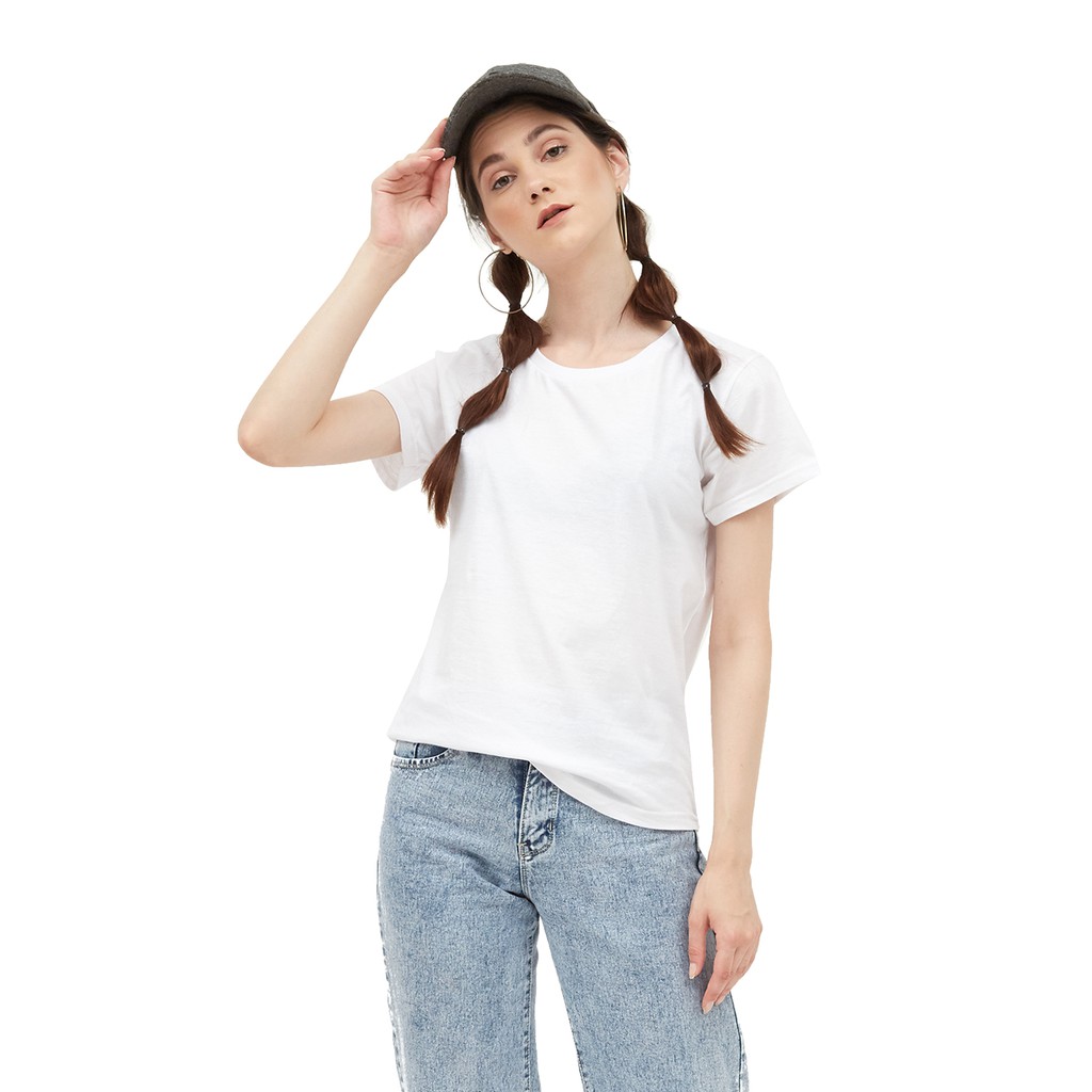 Vanmarvell Kaos Oblong Polos Cewek - Putih