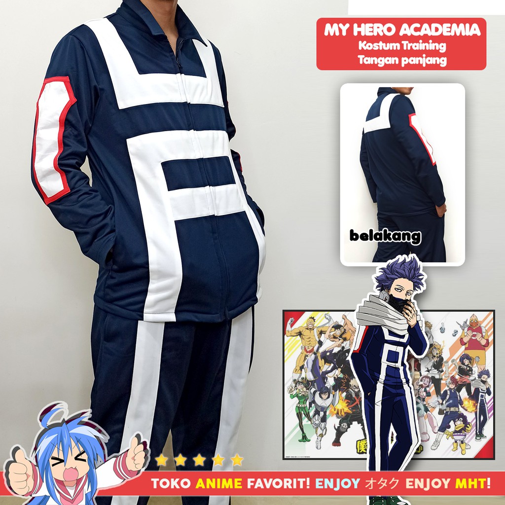 Jersey Kostum Anime Sport Training Boku no Hero Academia U A Yuei Academy Lengan Panjang Cosplay