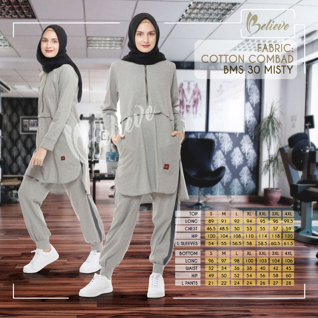 BAJU OLAHRAGA MUSLIMAH BMS 30 ABU