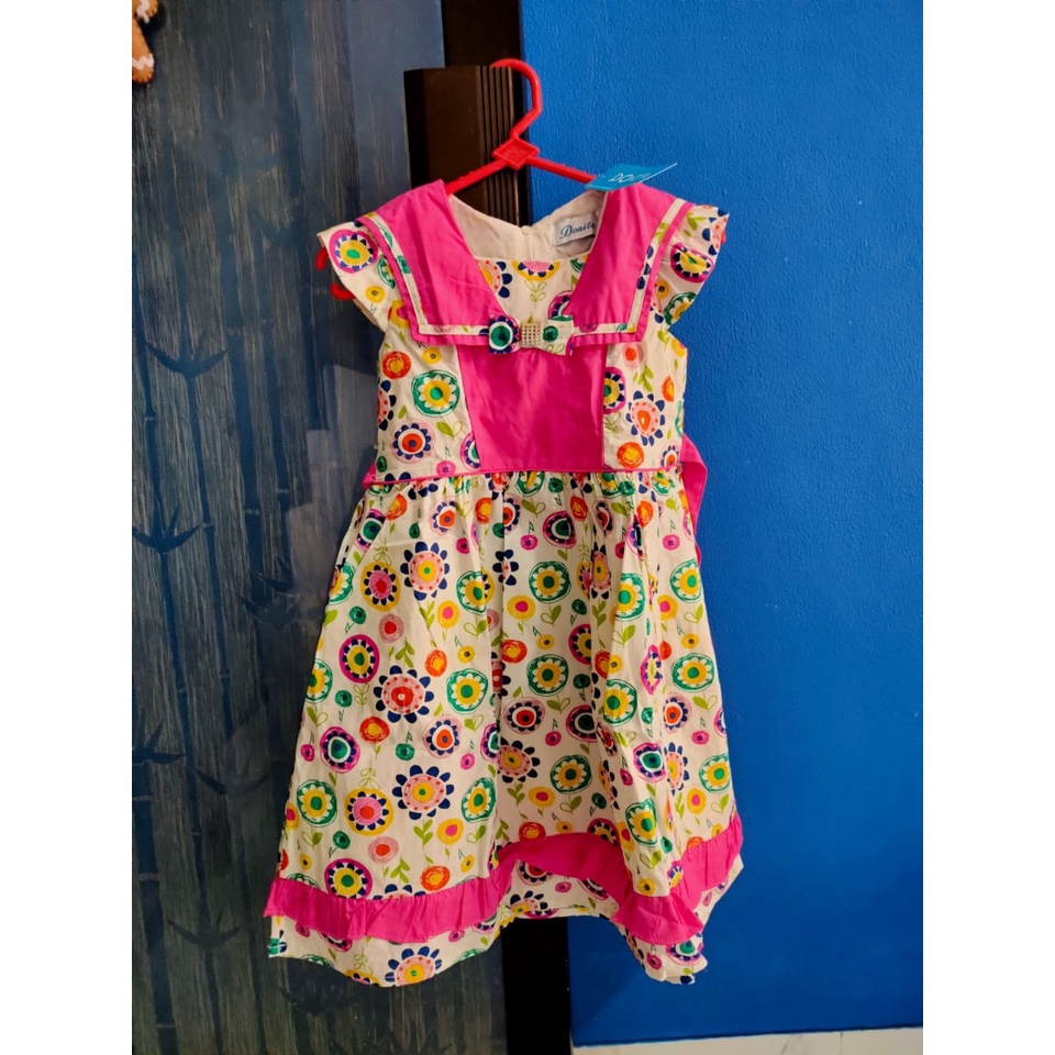 DRESS DONITA PINK BUNGA/DRESS PEREMPUAN 6TAHUN/BAJU ANAK CANTIK MURAH