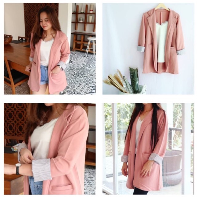 Blazer Pink Edition ( Realpict blazer korea office casual ootd best seller )