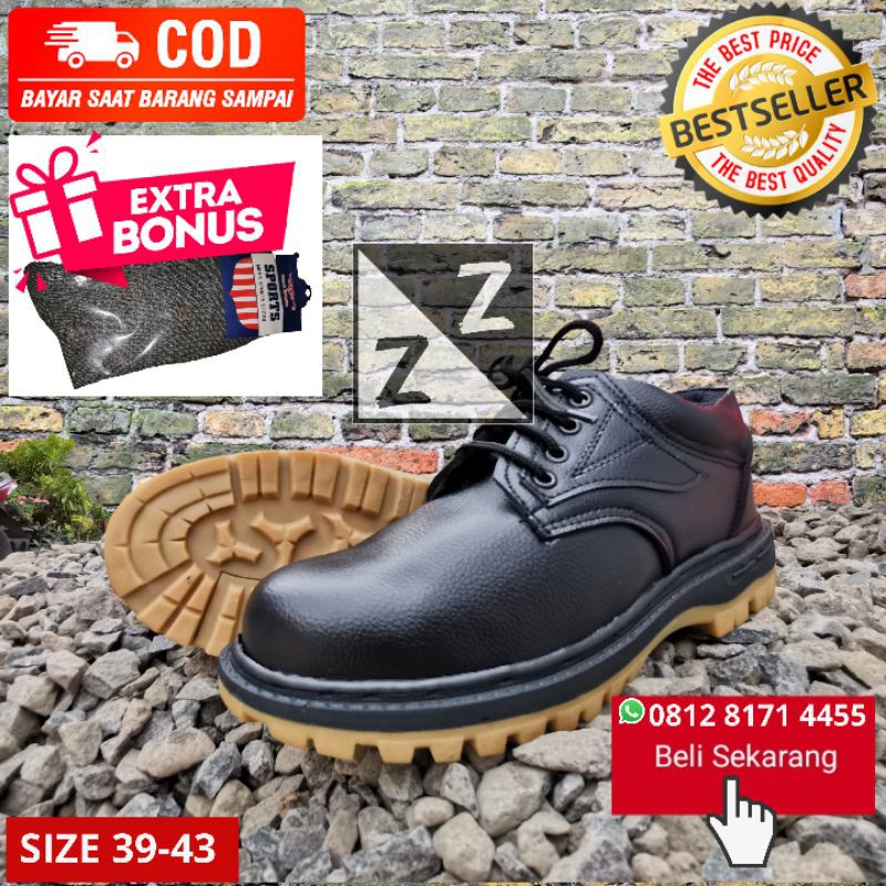 SEPATU SAFETY PENDEK MURAH SOL PENTIL BONUS KAOS KAKI SEPATU SAFETY PENDEK TALI