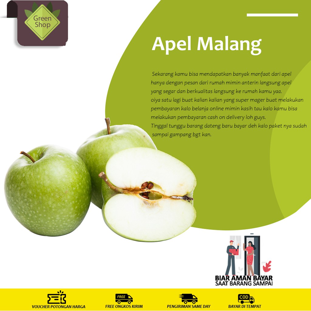 Apel Apel Malang Buah Apel Apel Malang 1kg Apel Malang Hijau Apel Segar Shopee Indonesia