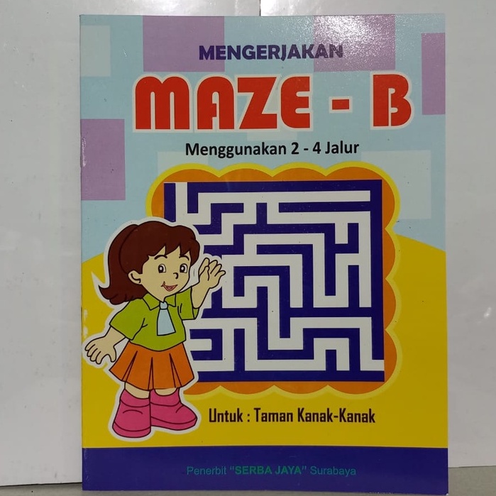 Buku TK Mengerjakan Maze - B Mencari Jejak Menggunakan 2 - 4 Jalur Serba Jaya