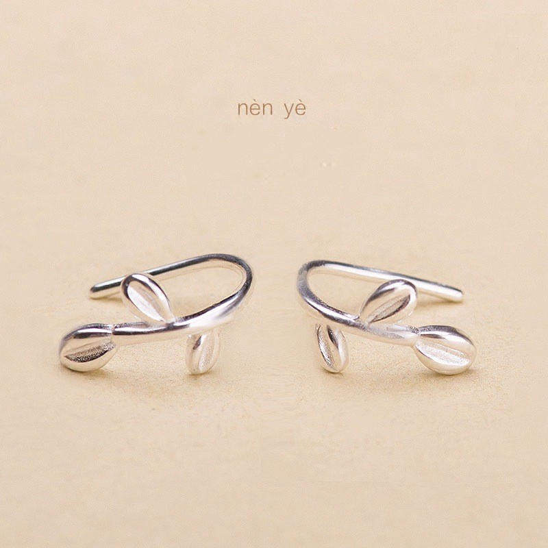 Anting-anting klip daun mode sederhana gaya Korea