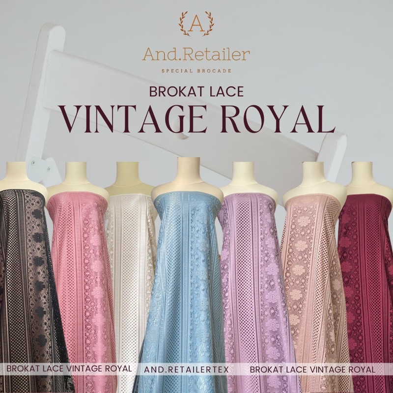 Kain Brokat Lace Vintage Royal Hitam Black dan Lilac