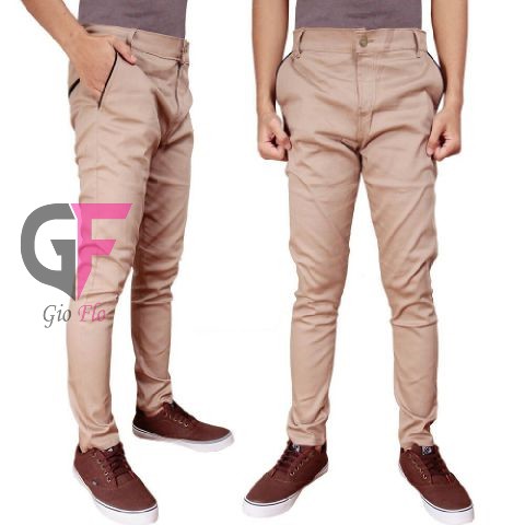 GIOFLO Chino Pants Celana Panjang Pria Casual Terbaru Krem / CLN 1106