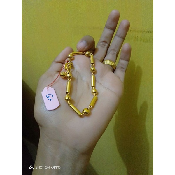 Gelang bola2 bambu lapis emas 24 karat