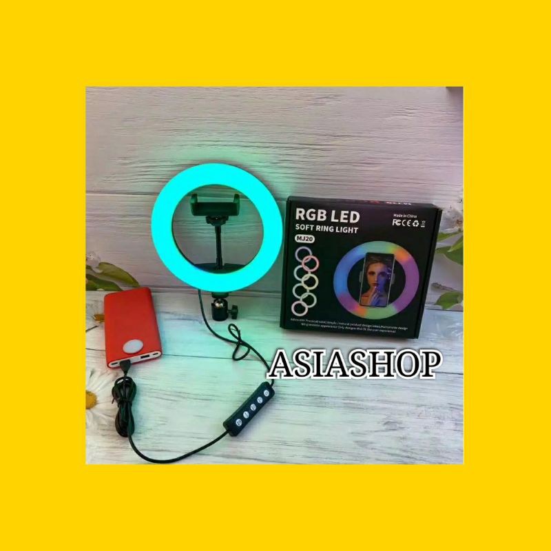 Ring light Led Mj20 20cm 8 Inci Lampu Cincin Led Rgb Dengan Jepit Ponsel Video Kecantikan