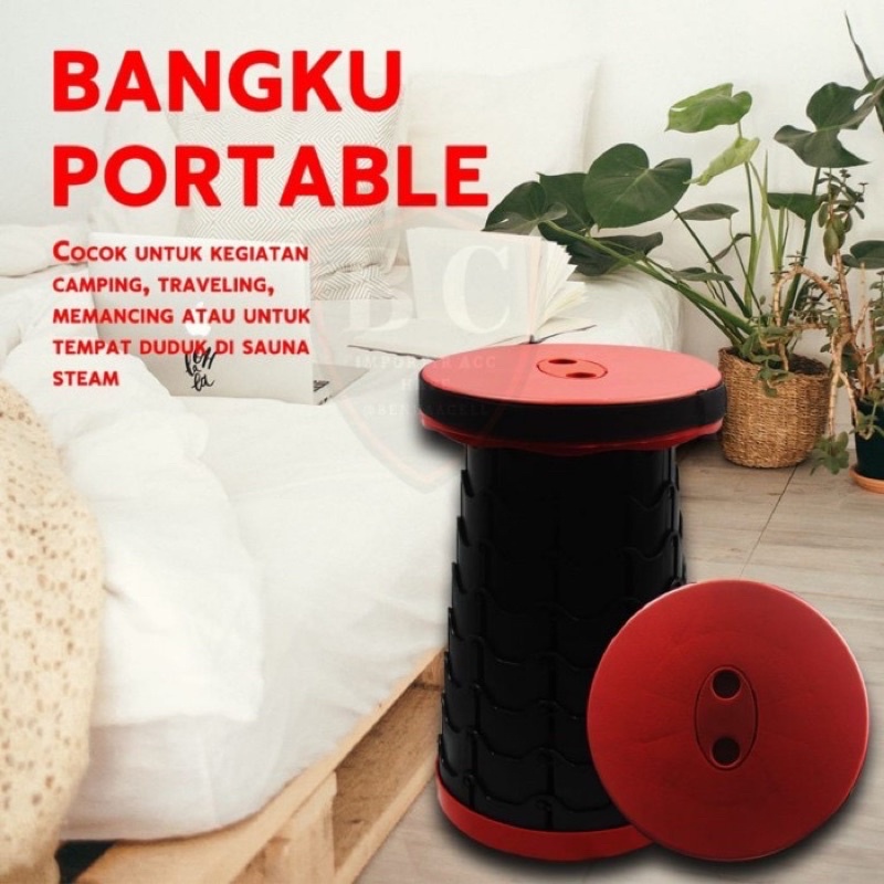 BANGKU LIPAT PORTABLE TAS TELESCOPIC KURSI LIPAT OUTDOOR SERBAGUNA PROMO SEN