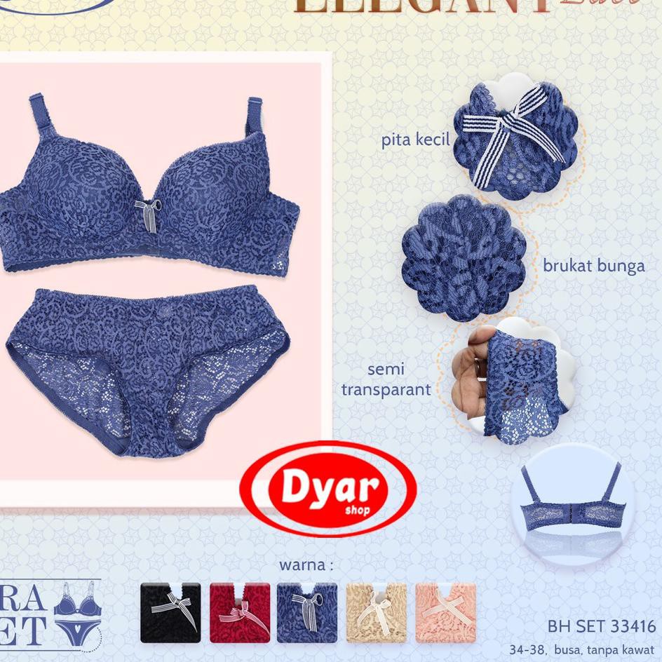 Harga Bersahabat.. Bra Set   SOREX 33416 | Bra + CD Transparan Brukat Bunga | Busa tanpa Kawat