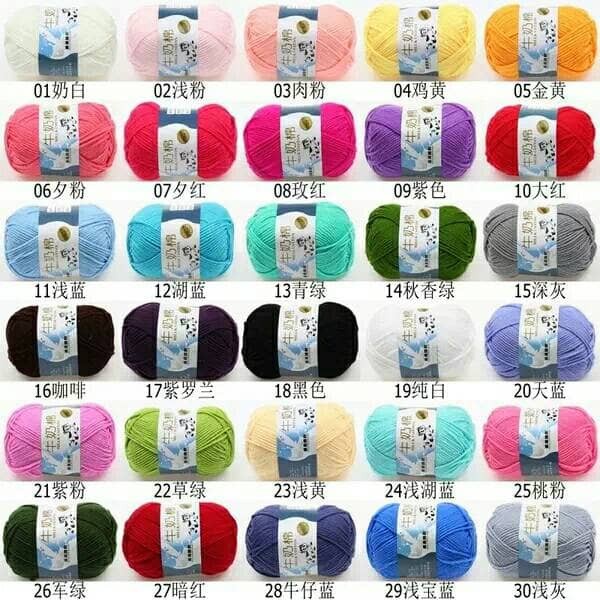 (No 51-91) TERMURAH! Benang Rajut Katun Susu 5 Ply Milk Cotton Import PART 2