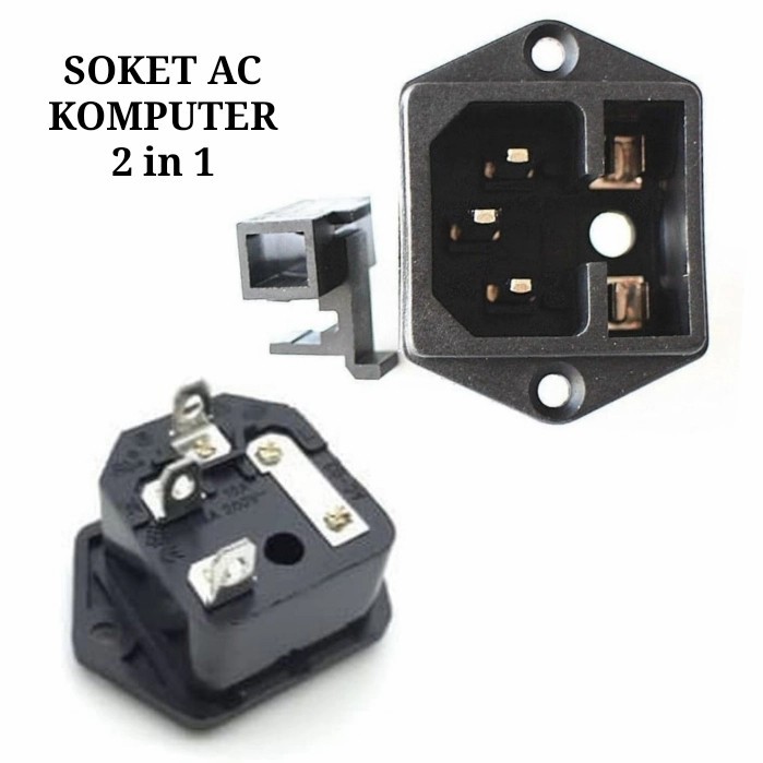 SOKET AC LISTRIK 3 PIN PLUS FUSE HOLDER BOX BELL AMPLIFIER AMPLI 3P P POWER FUSE HOLDER SEKRING