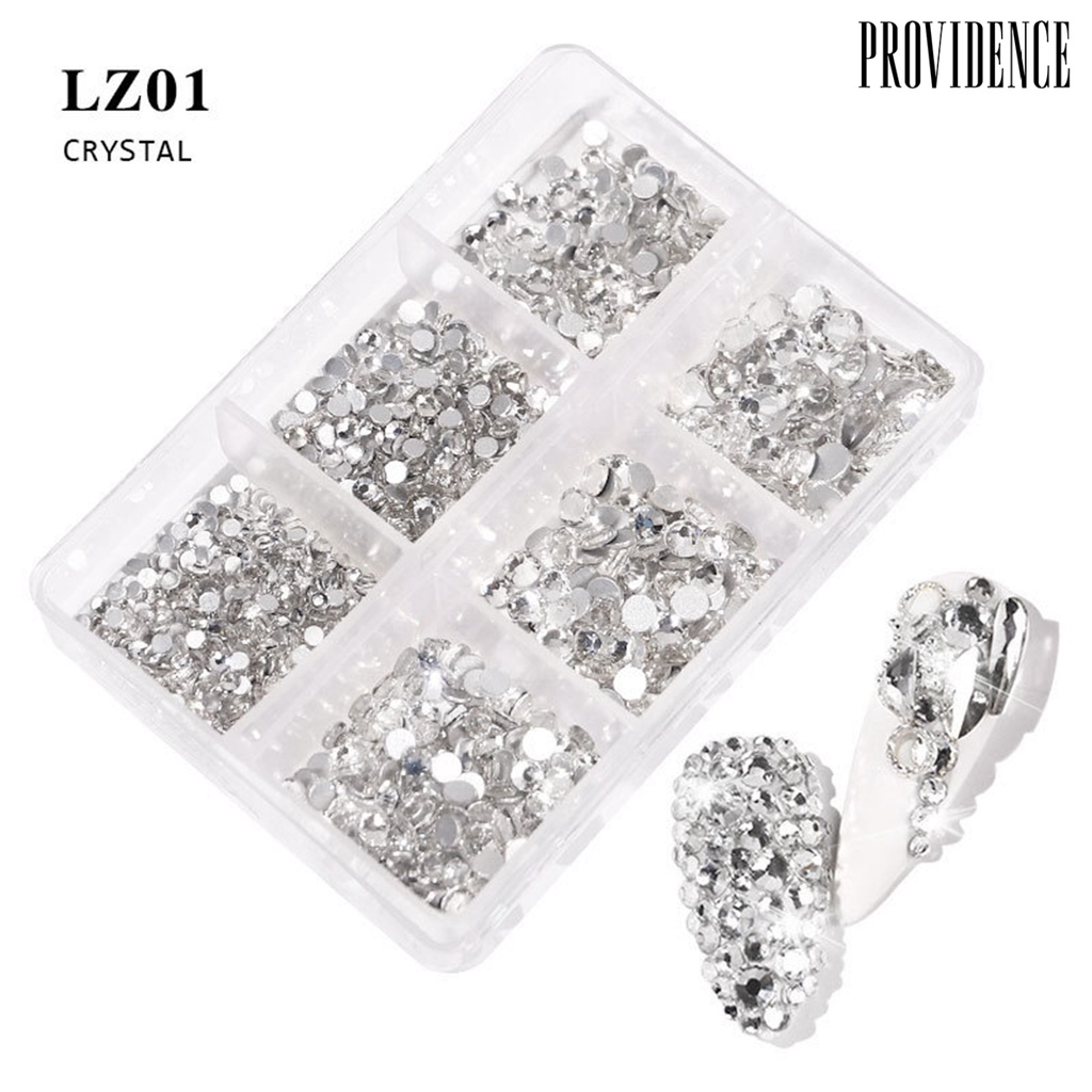 Providence 6 Grids/Box Nail Rhinestone Flat Back Multifunctional Various Shapes Mixed Size AB Nail Art Glitter Decorations for Manicure