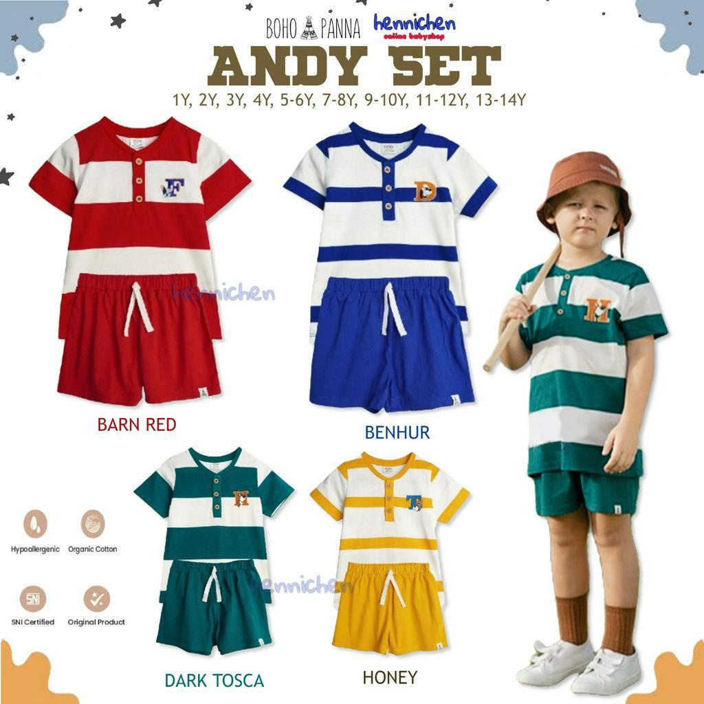 Bohopanna Andy Set 1-14 Tahun Setelan Stripe Sporty Fashion Anak Unisex / Setelan Olahraga Anak