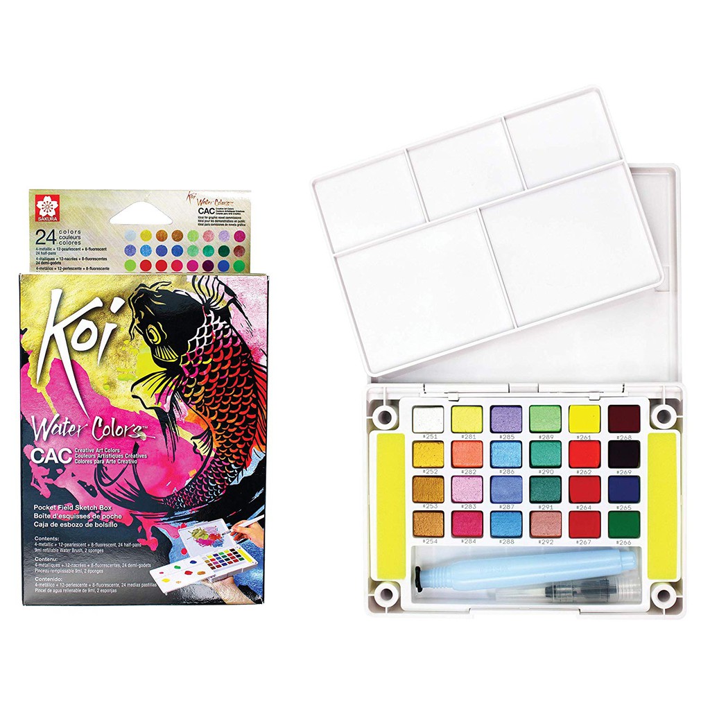 Jual Sakura Koi Watercolor Set 24 Pocket Cac Metallic - Pearlescent - Fluorescent Indonesia|Shopee Indonesia