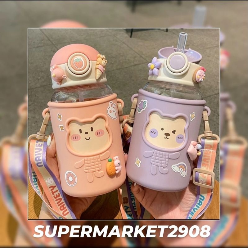 Botol Air Minum Anak Sedotan Bentuk Beruang 2D 620 ML - S05