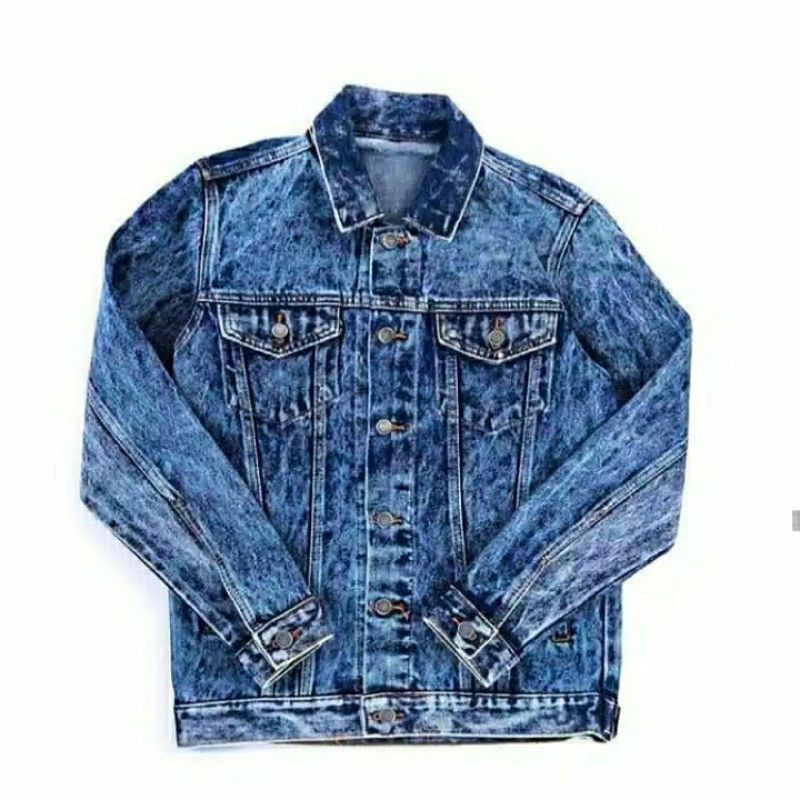 JAKET JEANS SENWOS BIRU PUDAR DAN HITAM PUDAR