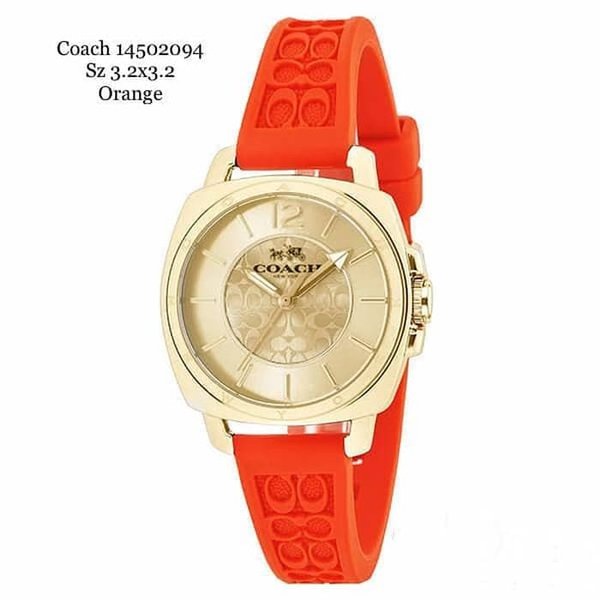 Jam Tangan Wanita Coach 14502094 Boyfriend Orange Silicone Rubber Original Asli