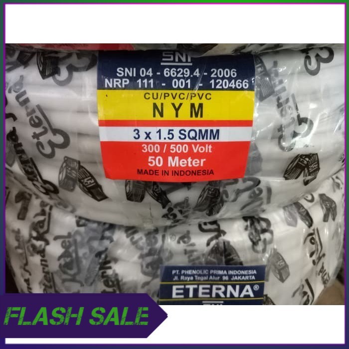 KABEL ETERNA NYM 3x1 5   KABEL LISTRIK ETERNA NYM 3x1 5  PER ROLL 50 M
