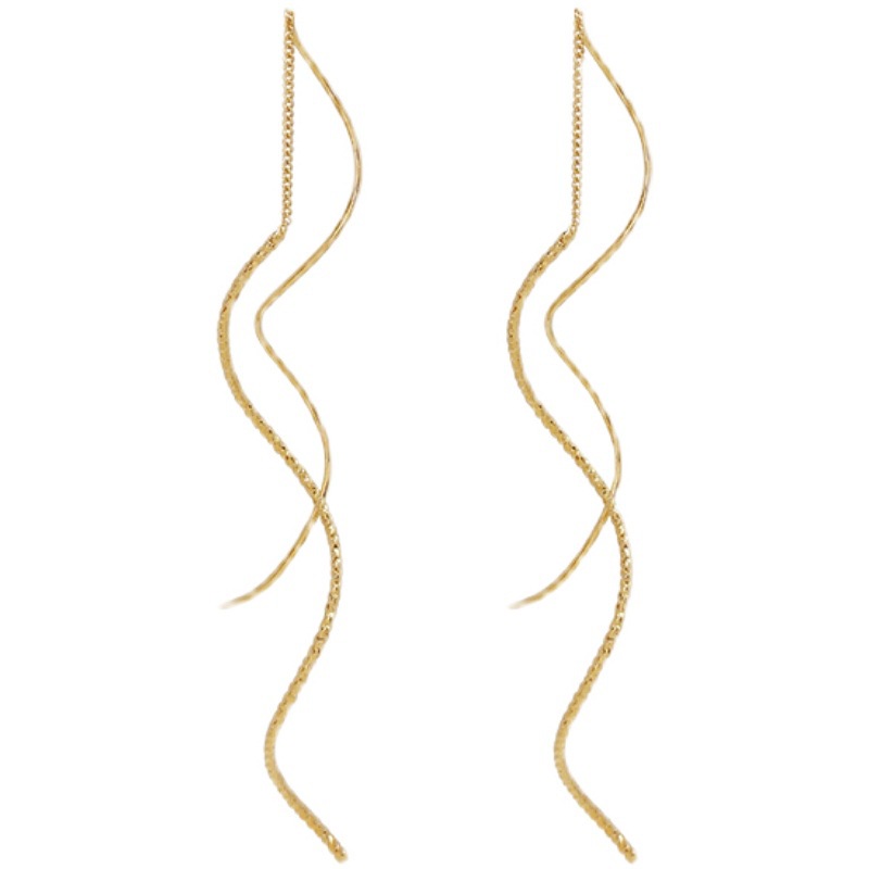 Anting Gantung Panjang Model Spiral Untuk Wanita