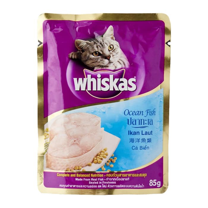 MAKANAN KUCING WHISKAS POUCH OCEAN FISH 85GR