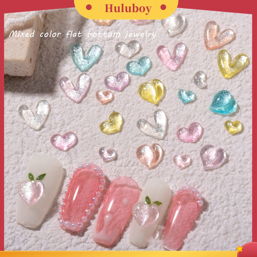 Huluboy Huluboy♡ 30 Pcs / Set Ornamen Kuku Berlian Imitasi Model Mata Kucing